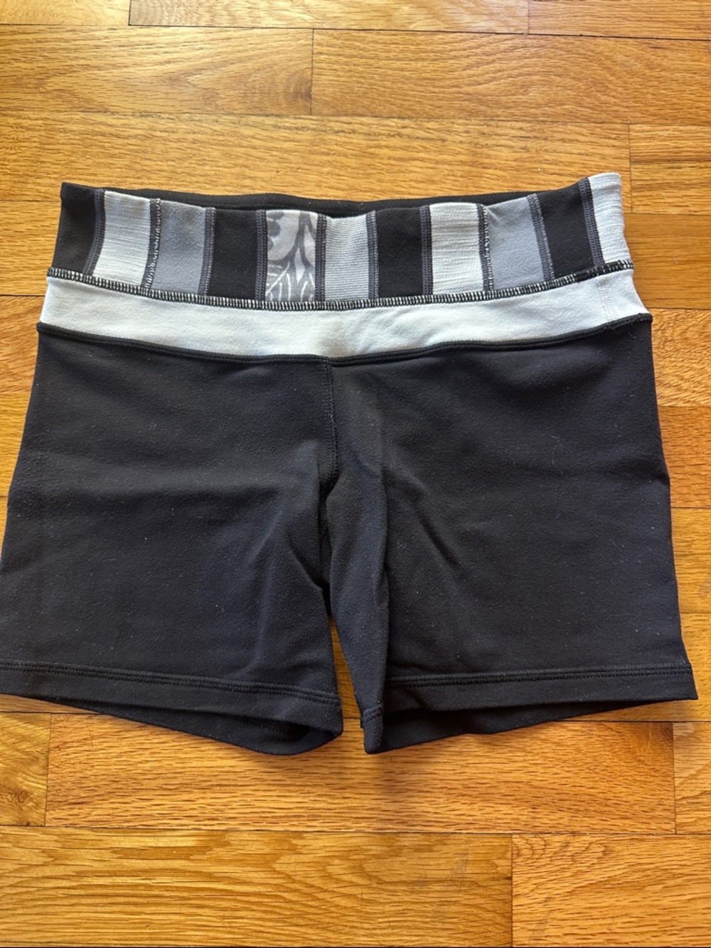 Lululemon Black Athletic Shorts with Gray Stripe Waistband - Picture 3 of 3